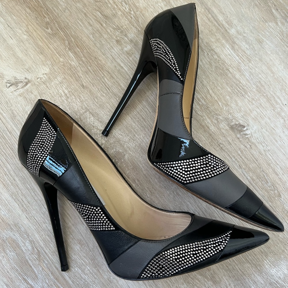 Jimmy choo black and grey studded stilettos